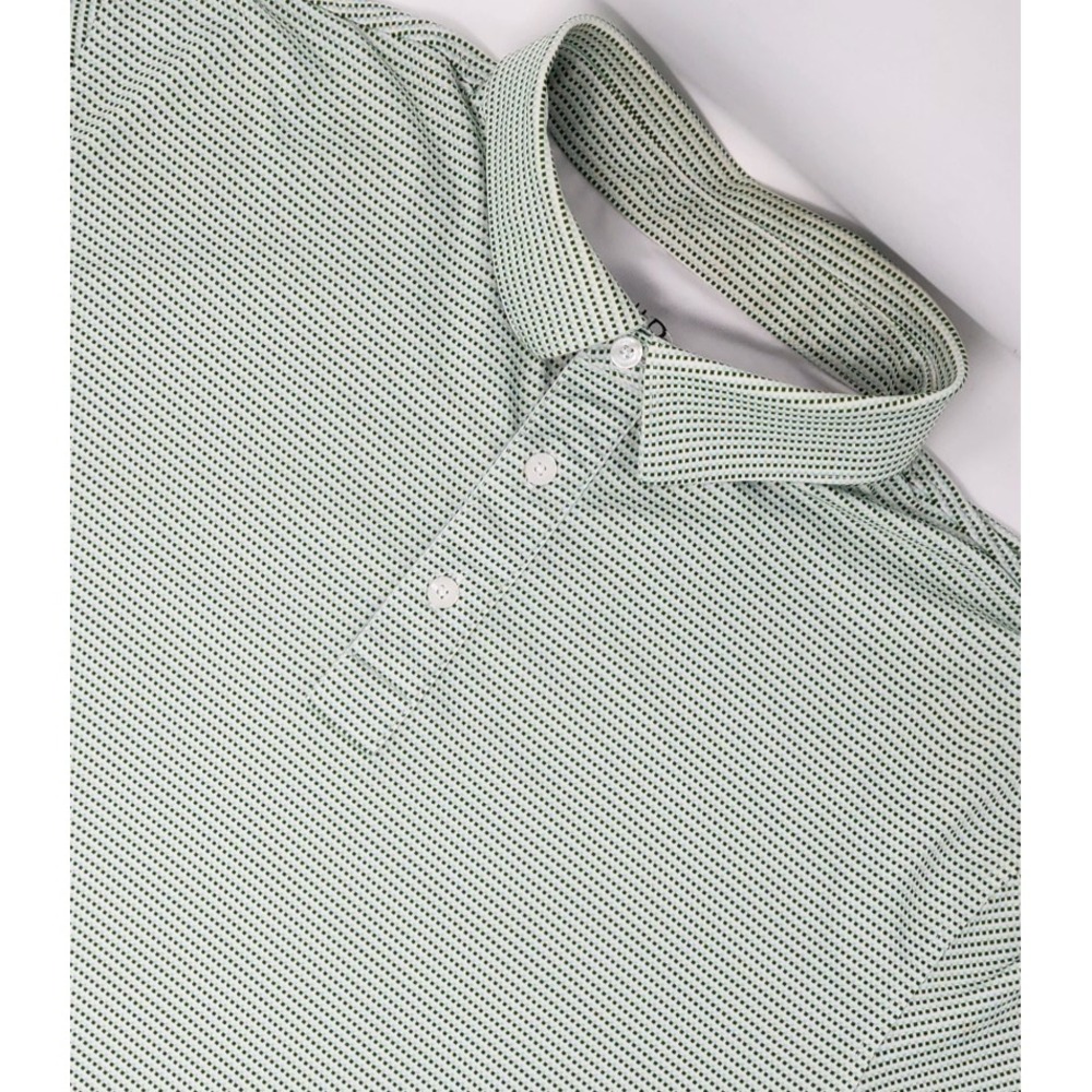 STRAIGHT DOWN Golf Polo Shirt Men's Size Large Green AOP Performance‎ Stretch